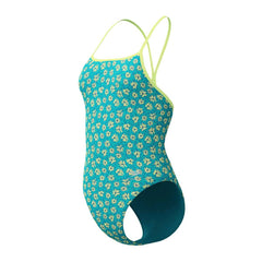 Speedo Womens FL Printed Turnback Swimsuit - Bloom Burst/Turquoise Gem | Allens Of Kingsbury