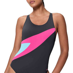 Speedo Womens HyperBoom Butterfly Back Swimsuit - Anthracite/Margarita Pink | Allens Of Kingsbury