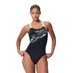 Speedo Womens Medley Logo Medalist Swimsuit - Anthracite/Pale Clover | Allens Of Kingsbury