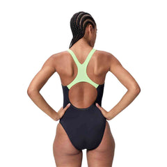 Speedo Womens Medley Logo Medalist Swimsuit - Anthracite/Pale Clover | Allens Of Kingsbury