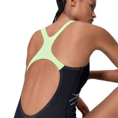 Speedo Womens Medley Logo Medalist Swimsuit - Anthracite/Pale Clover | Allens Of Kingsbury