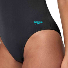 Speedo Womens Solid Flex Band Swimsuit - Anthracite/Mayan Blue | Allens Of Kingsbury