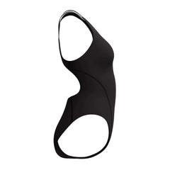Black and silver Speedo Women's Vanquisher Performance Back Swimsuit, sleek athletic swimwear for women.