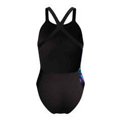 Speedo Womens FL Placement Printed Powerback Swimsuit - Glitchy Garden/Black | Allens Of Kingsbury