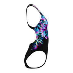 Speedo Womens FL Placement Printed Powerback Swimsuit - Glitchy Garden/Black | Allens Of Kingsbury