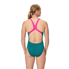 Speedo Womens FL Solid Powerback Swimsuit - Peacock | Allens Of Kingsbury