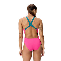 Speedo Womens FL Solid Powerback Swimsuit - Punchy Pink | Allens Of Kingsbury