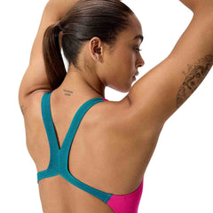 Speedo Womens FL Solid Powerback Swimsuit - Punchy Pink | Allens Of Kingsbury