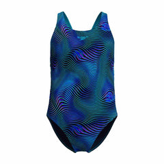 Speedo Girls Digital Allover Leaderback Swimsuit - Deep Sapphire/Mayan Blue | Allens Of Kingsbury
