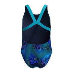 Speedo Girls Digital Allover Leaderback Swimsuit - Deep Sapphire/Mayan Blue | Allens Of Kingsbury