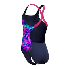 Speedo Girls Digital Allover Powerback Swimsuit - Margarita Pink/Peacoat | Allens Of Kingsbury