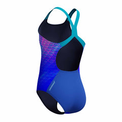 Speedo Girls Digital Placement Powerback Swimsuit - Deep Sapphire/Mayan Blue | Allens Of Kingsbury