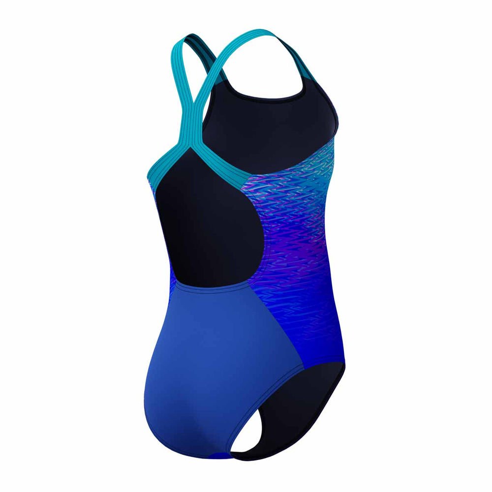Speedo Girls Digital Placement Powerback Swimsuit - Deep Sapphire/Mayan Blue | Allens Of Kingsbury