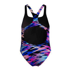 Speedo Girls HyperBoom Print Medalist Swimsuit - Anthracite | Allens Of Kingsbury