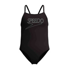 Speedo Girls Endurance+ Logo Thinstrap Swimsuit - Anthracite | Allens Of Kingsbury