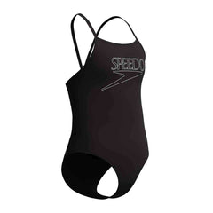Speedo Girls Endurance+ Logo Thinstrap Swimsuit - Anthracite | Allens Of Kingsbury