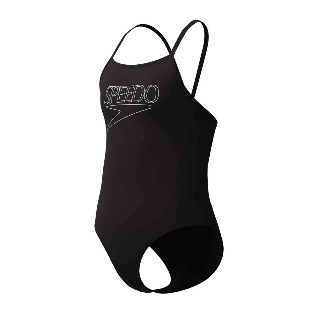 Speedo Girls Endurance+ Logo Thinstrap Swimsuit - Anthracite | Allens Of Kingsbury