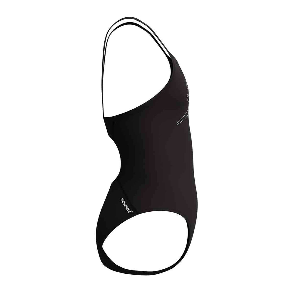 Speedo Girls Endurance+ Logo Thinstrap Swimsuit - Anthracite | Allens Of Kingsbury