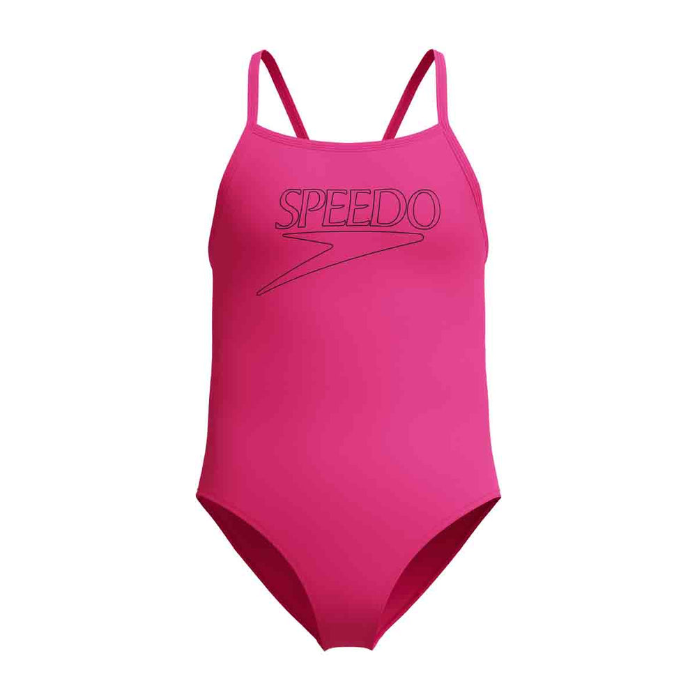 Speedo Girls Endurance+ Logo Thinstrap Swimsuit - Margarita Pink | Allens Of Kingsbury