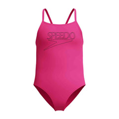 Speedo Girls Endurance+ Logo Thinstrap Swimsuit - Margarita Pink | Allens Of Kingsbury