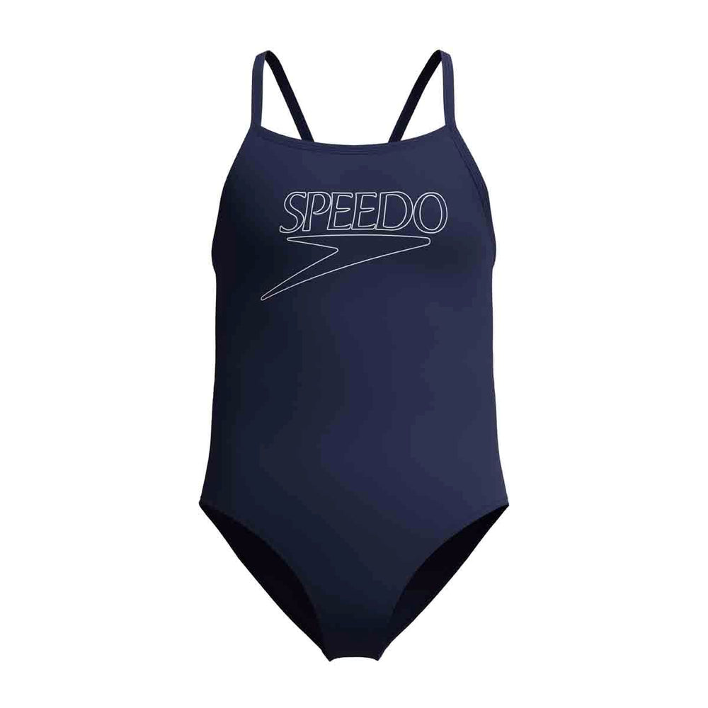 Speedo Girls Endurance+ Logo Thinstrap Swimsuit - Peacoat | Allens Of Kingsbury