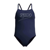 Speedo Girls Endurance+ Logo Thinstrap Swimsuit - Peacoat | Allens Of Kingsbury