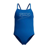 Speedo Girls Endurance+ Logo Thinstrap Swimsuit - Turkish Sea | Allens Of Kingsbury