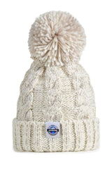 Swimzi Oatmeal Cable Knit Super Bobble Hat - Brown | Allens Of Kingsbury