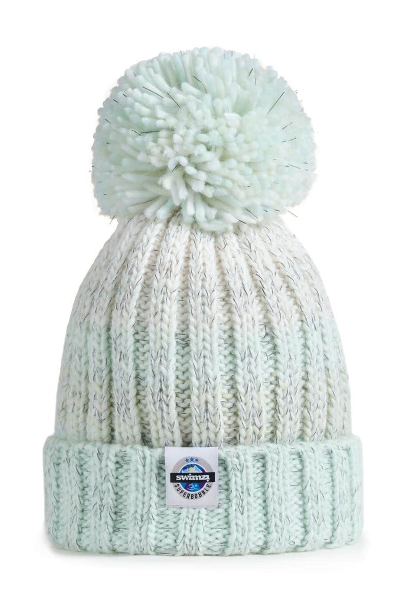 Swimzi Peppermint White Gradient Super Bobble Hat - Green | Allens Of Kingsbury
