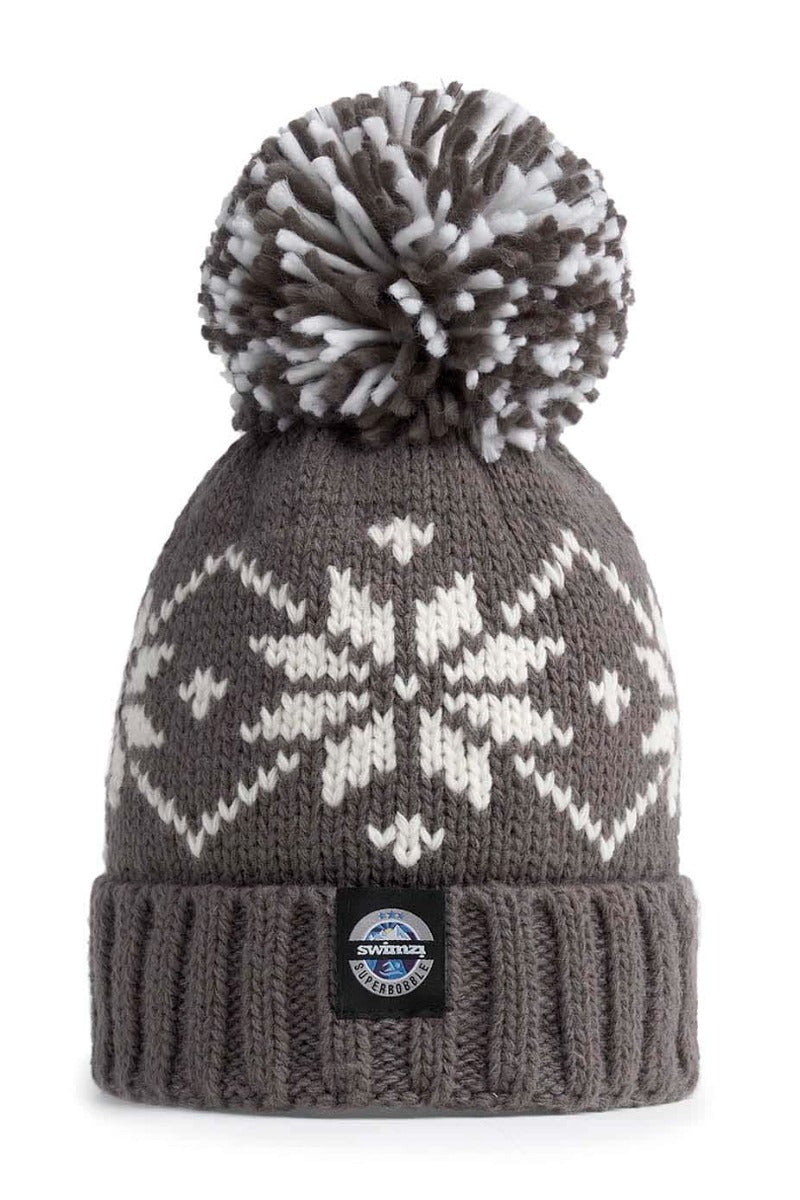 Swimzi Slate Flora Nordic Knit Reflective Super Bobble Hat - Grey | Allens Of Kingsbury