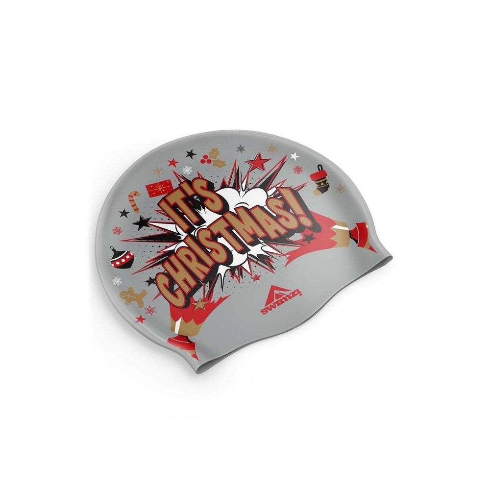 Swimzi It's Christmas Swim Cap - Silver | Allens Of Kingsbury