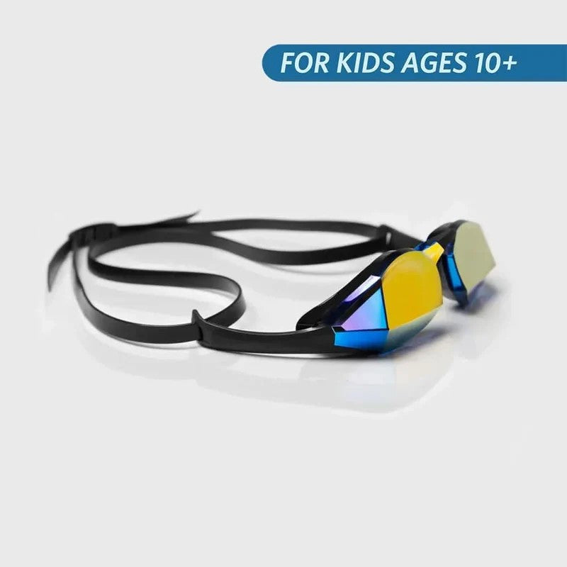 TheMagic5 Blue Magic Mirror Gold youth goggles with blue and gold reflective lenses, designed for style and performance.
