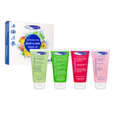 Triswim After Swim Care travel set with body and hair products in white, designed for self-care and recovery after swimming.