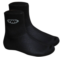 Black TWF 3mm swim socks for children, UK sizes 13 to 1, designed for comfort and water resistance during swimming.