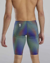 TYR men's Avictor 2.0 Luminis jammer in electric lime, close-up of the swimming jammers showing vibrant color and sleek design.