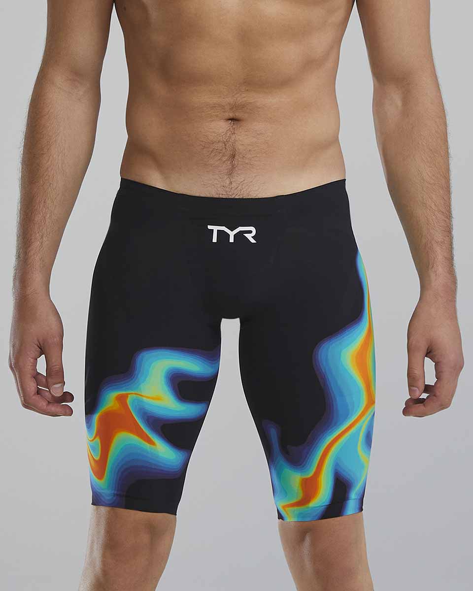 TYR Mens Venzo Infrared Low Waisted Jammer - Org/Grn - Allens Swimwear