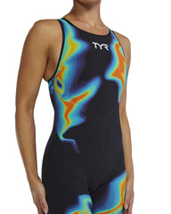TYR Womens Venzo Infrared Openback Kneeskin - Org/Grn - Allens Swimwear
