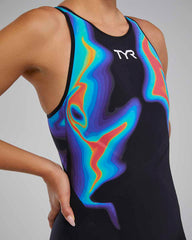 TYR Womens Venzo Infrared Openback Kneeskin - Red/Turq/Blue - Allens Swimwear