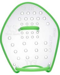 Clear TYR Catalyst Stroke Training Paddle designed for swim training, showing lightweight, ergonomic paddle with clear material.