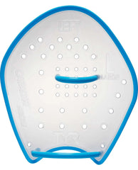 Clear TYR Catalyst Stroke Training Paddle for swimming, showing the lightweight, ergonomic design and transparent material.
