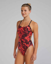 TYR Womens Waveform Cutoutfit Swimsuit - Red | Allens Of Kingsbury