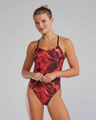 TYR Womens Waveform Cutoutfit Swimsuit - Red | Allens Of Kingsbury