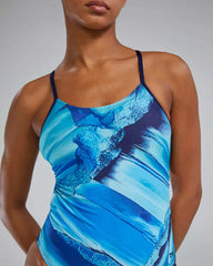 TYR Women's Mico Cutoutfit swimsuit in Quartz, featuring a sleek design and cutout details, ideal for swimming and beachwear.