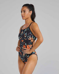 TYR Womens Validus Crosscutfit Tieback Swimsuit - Orange/Aqua/Black | Allens Of Kingsbury