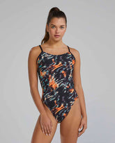 TYR Womens Validus Cutoutfit Swimsuit - Orange/Aqua/Black | Allens Of Kingsbury