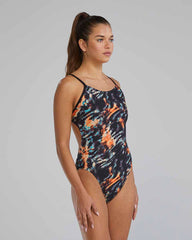 TYR Womens Validus Cutoutfit Swimsuit - Orange/Aqua/Black | Allens Of Kingsbury