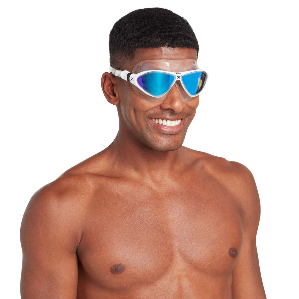 Zoggs Horizon Flex Titanium Mask - Clear/White/Mirrored Blue | Allens Of Kingsbury