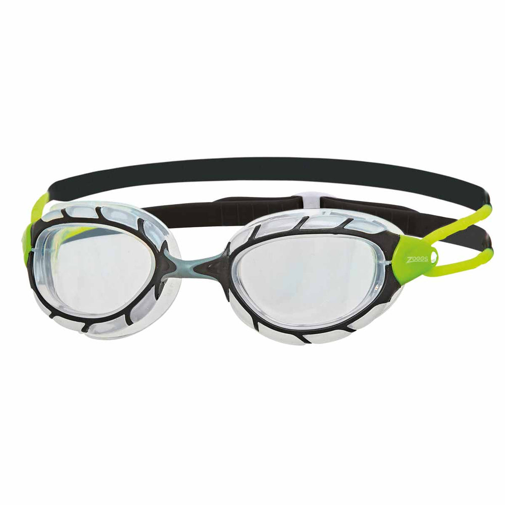 Zoggs Predator Goggles - Small Fit - Black/Green/Clear | Allens Of Kingsbury