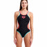 Arena Womens One Double Cross Back One Piece Swimsuit - Black/Bright Coral/Water