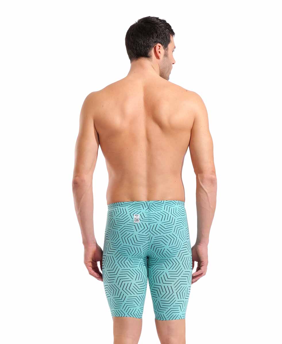 Arena Mens Carbon Air2 Jammer Ltd Edition in Water Maze pattern, featuring sleek black design with subtle branding and textured fabric.